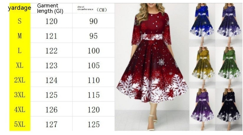 Elegant Snowflake Printed Dress - All Sizes