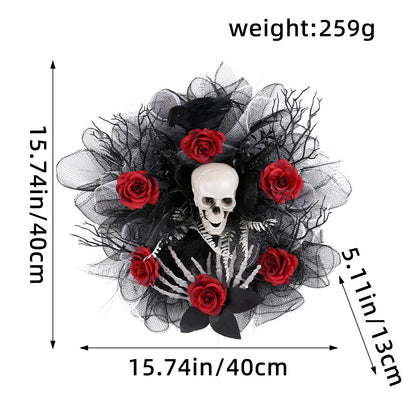 Halloween Red Rose Skull Door Hanging Decoration