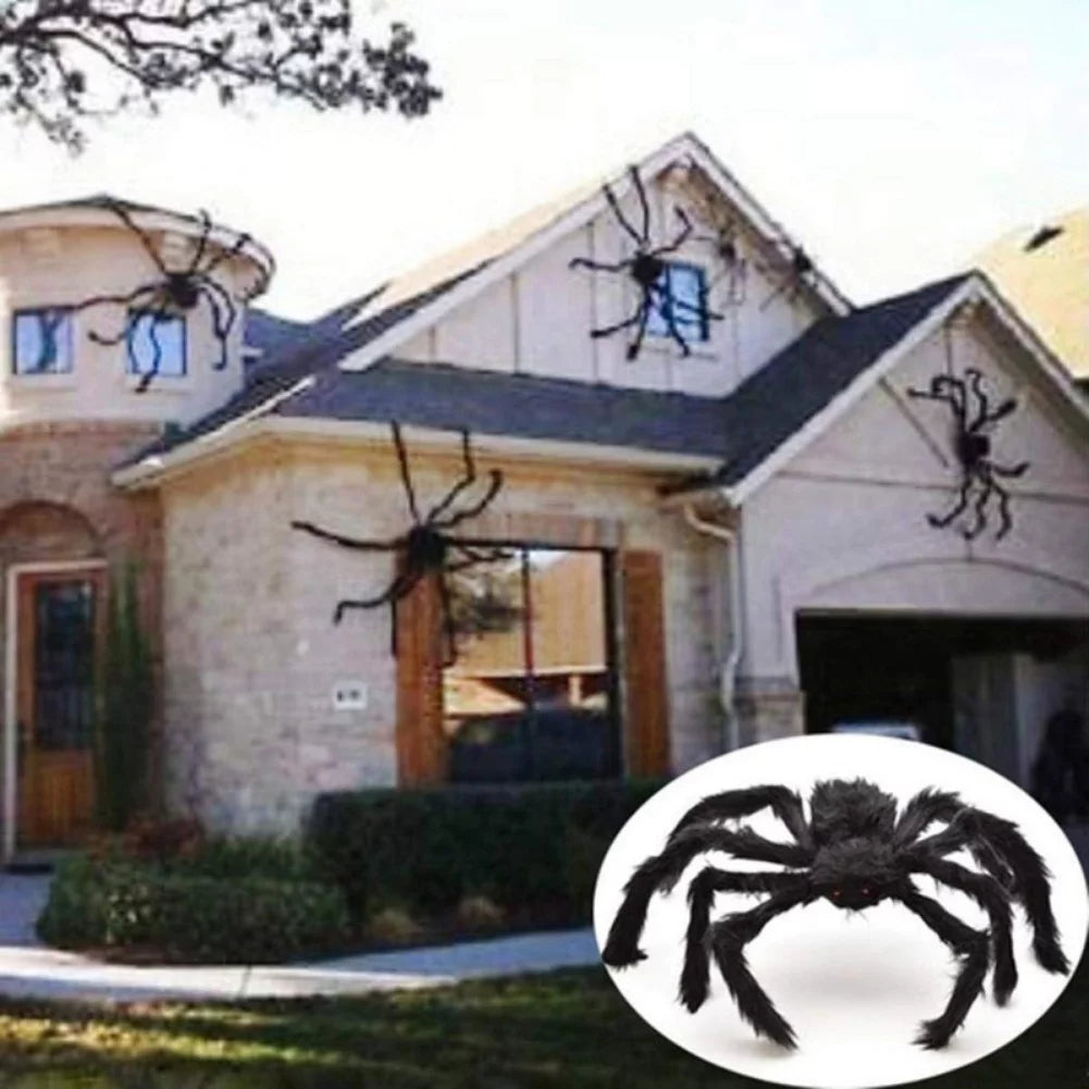 82" Halloween Black Large Spider, Realistic Hairy Spider