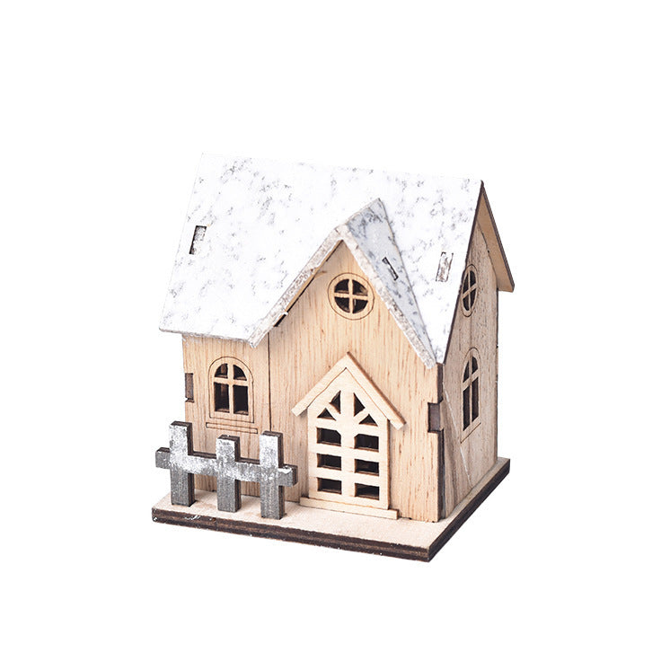 LED Luminous Wooden Christmas Small House