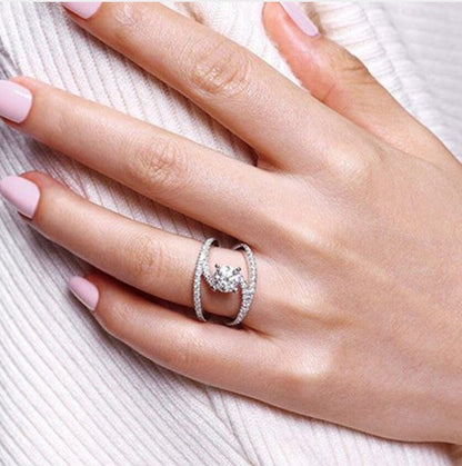 Women's  Zirconia Curved silver Ring