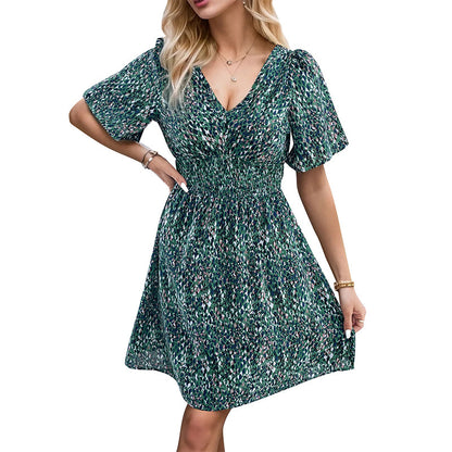 Short Sleeve Scale Pattern Dress