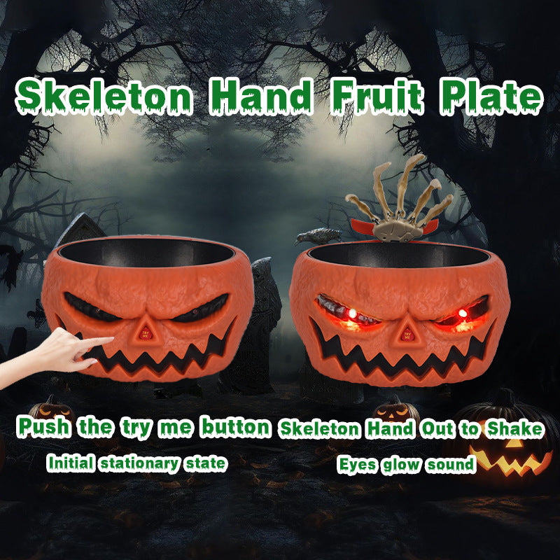 Halloween Pumpkin Candy Bowl - Motion Activated Hand