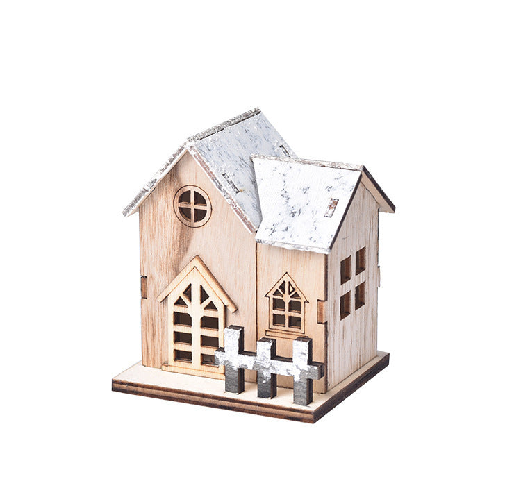 LED Luminous Wooden Christmas Small House