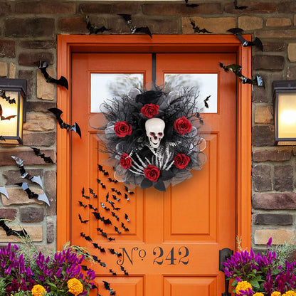 Halloween Red Rose Skull Door Hanging Decoration