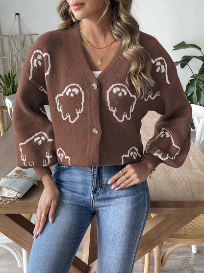 Halloween Theme Women's Sweater Coat