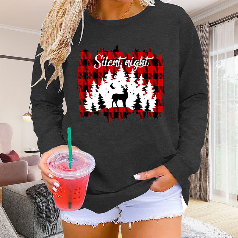 Women's Loose Round Neck Halloween Printed Sweatshirt